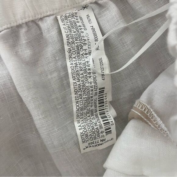 ZARA lightweight white linen wide leg elastic summer pants L - Picture 4 of 5